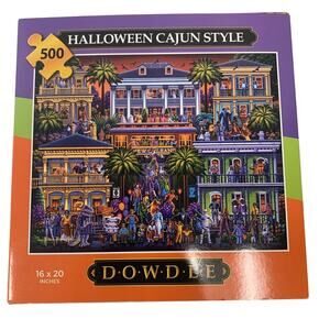 Halloween Cajun Style 500 Piece Jigsaw Puzzle Folk Art New Orleans 16x20" Dowdle